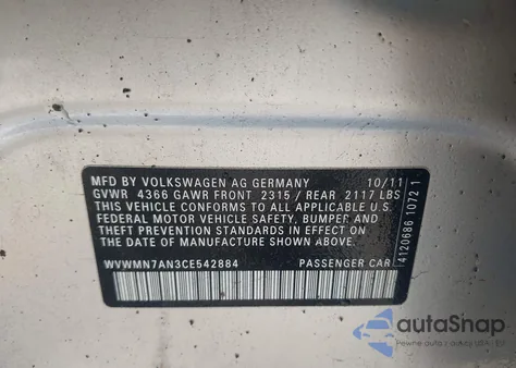 2012 Volkswagen Cc R-Line z USA, uszkodzony, nr VIN WVWMN7AN3CE542884